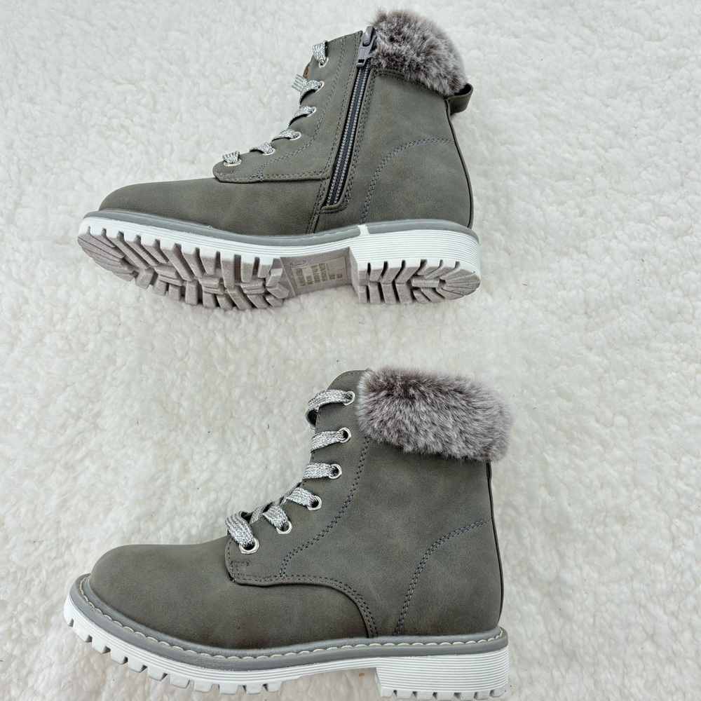Dolce Vita Girl’s Grey Size 13 Emerald Boots with Faix Fur Trim Combat Boots - Picture 11 of 13